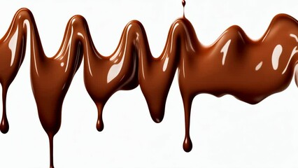 Melting Chocolate Dripping Isolated on White Background. Smooth, Rich, and Delicious Visuals for Food, Dessert, and Confectionery Projects.