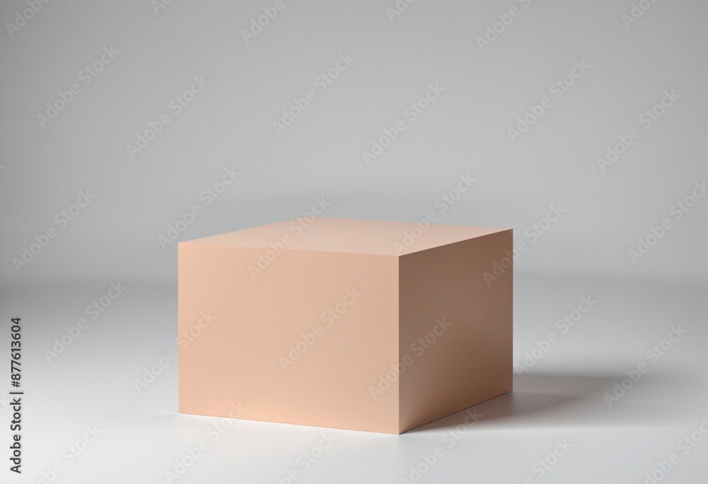 Poster three-dimensional geometric studio background with modern minimalist design elements on a beige and 