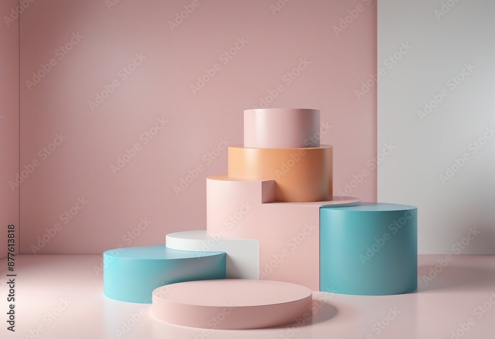 Poster chic and elegant 3d pink render display stage for luxury product presentation and showcasing in a mo