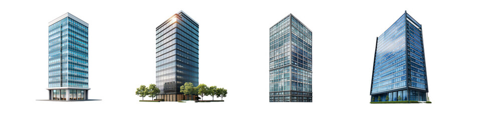 Set of Tall office building realistic image isolated on transparent background © Hamza