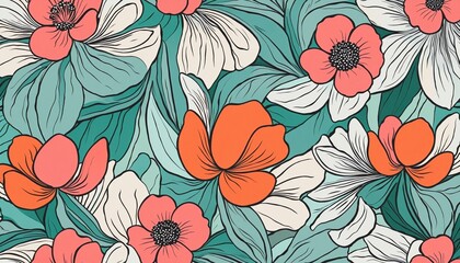 Colorful and modern floral design for children's fashion cover in a seamless pattern illustration