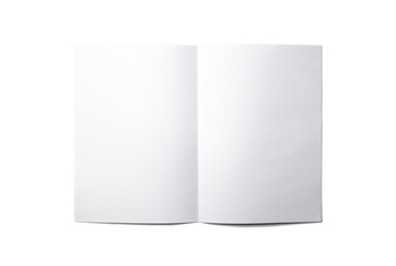 Mock up of a blank booklet  with spread isolated on white. White sheet of paper with a vertical fold in the middle.