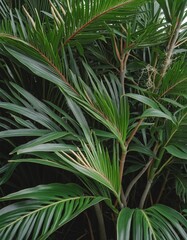 Close-up view of Cordyline fruticosa in a lush tropical garden setting