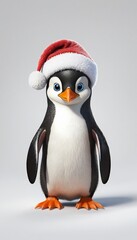 Fototapeta premium Love and Joy: Festive Penguin in Santa Hat
