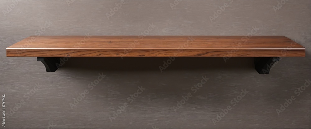 Poster empty brown wooden shelf isolated with a rough texture surface for product display presentation