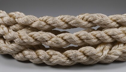 Strong jute rope with intricate knot detail isolated on a transparent background