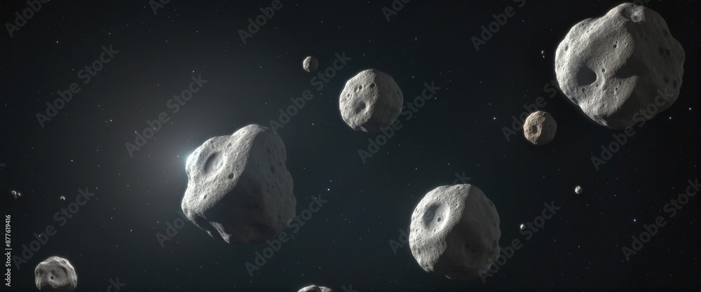 Poster a stunning splatter of celestial rocks isolated against a transparent space background for print and