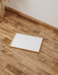 Mock up poster frame in kitchen interior, Farmhouse style, 3d render