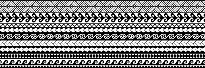 Polynesian Maori pattern design illustration. Straight line pattern. Tattoo and other design backgrounds 마오리 문양 패턴 디자인