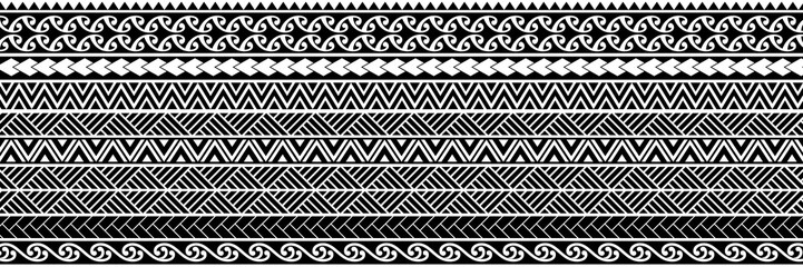 Polynesian Maori pattern design illustration. Straight line pattern. Tattoo and other design backgrounds 마오리 문양 패턴 디자인