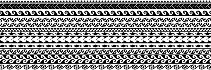 Polynesian Maori pattern design illustration. Straight line pattern. Tattoo and other design backgrounds 마오리 문양 패턴 디자인