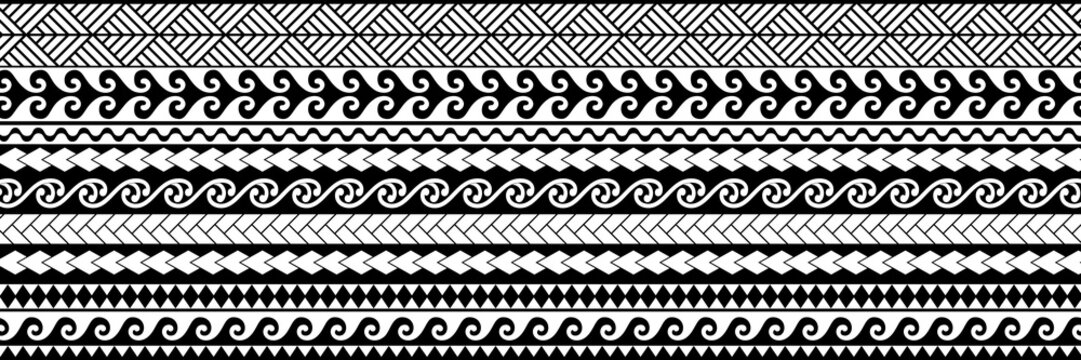 Polynesian Maori pattern design illustration. Straight line pattern. Tattoo and other design backgrounds 마오리 문양 패턴 디자인