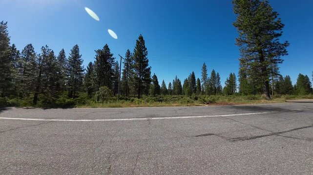 Volcanic Legacy Scenic Byway Shasta McCloud to Curtis 01 Rear View Driving Plates California USA Ultra Wide