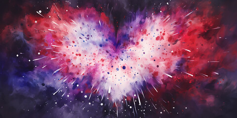 Abstract watercolor background with red, purple and white colors, perfect for a website, banner, or social media post. 
