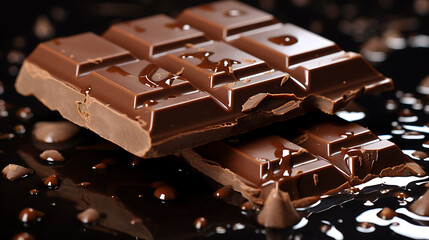Melted chocolate bars, brown, black and white, delicious, sweet, indulgent, chocolate cravings. 
