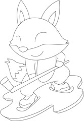 Fox Ice hockey Ice hockey stick Animal Vector Graphic Art Illustration