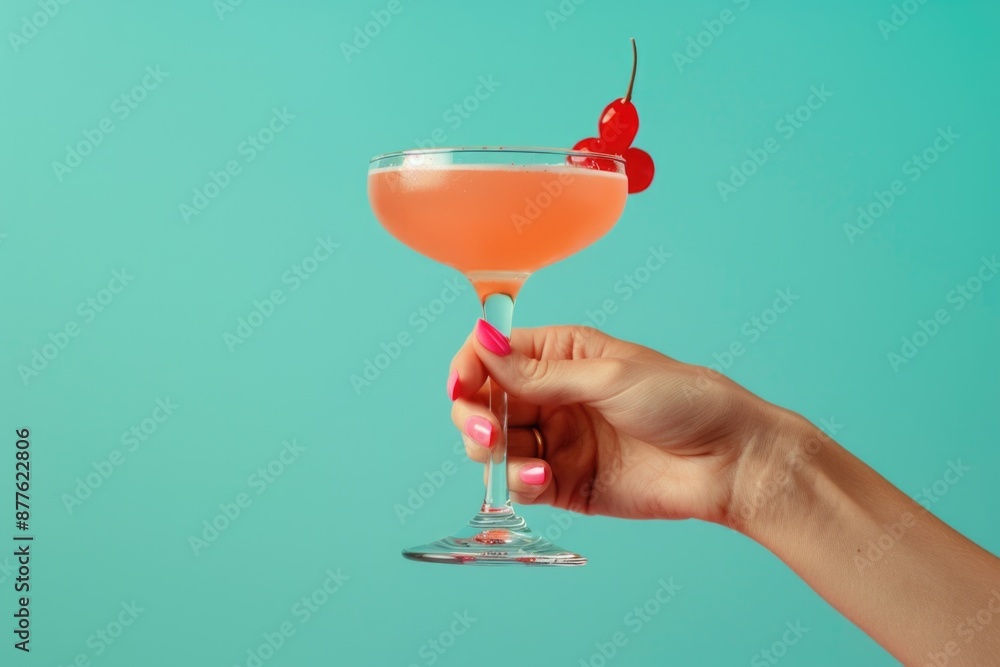 Aufkleber a person enjoying a drink with a cherry on top, suitable for event or party use