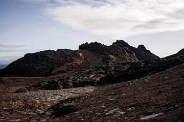 Galapagos Volcanic Landscape Under Blue Skies