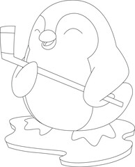 Penguin Ice hockey Ice hockey stick Animal Vector Graphic Art Illustration