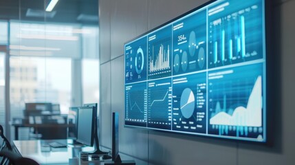 The office with analytics screens