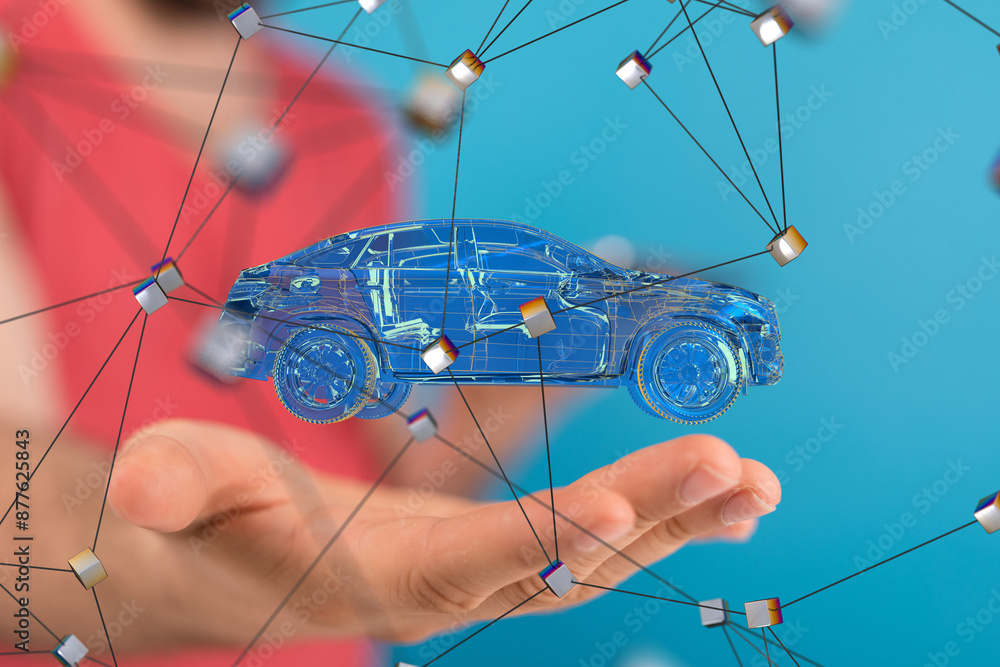 Aufkleber autonomous car with hud graphic of navigation system driving