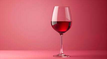 fancy glass of red wine isolated on beautiful red background