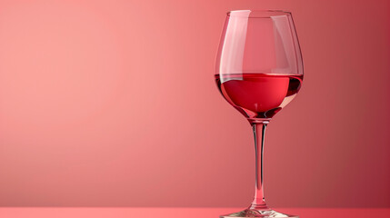 fancy glass of red wine isolated on beautiful red background