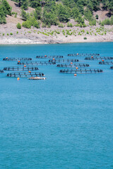 Obraz premium Fish farms built on the lake