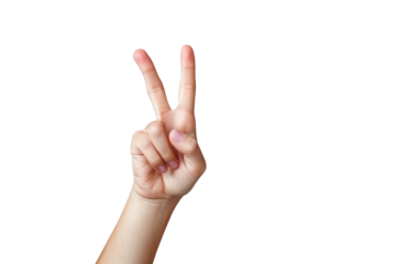 Hand Showing Peace Sign Gesture on transparent Background