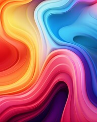 Obraz premium A vibrant abstract artwork featuring fluid, swirling colors in shades of red, orange, yellow, blue, and pink, creating a dynamic and colorful composition