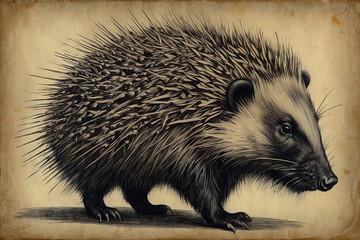 Obraz premium moody hand drawn pencil portrait a porcupine