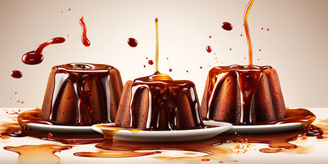 Delicious caramel cakes drizzled with rich, golden syrup, a sweet and decadent treat for any occasion. 