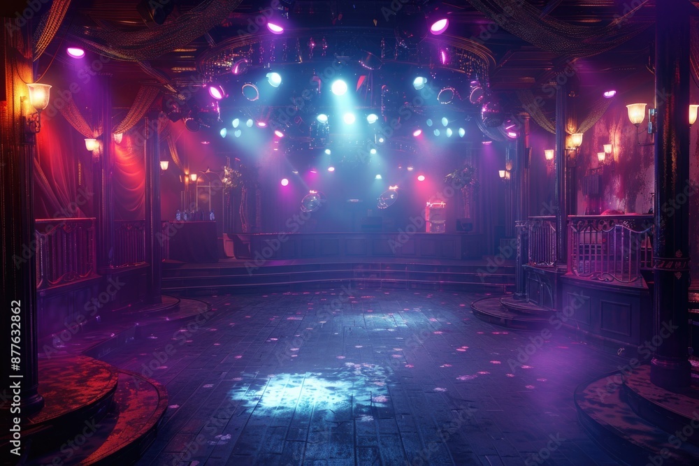 Aufkleber A stage lit up with multiple light sources, suitable for use in event or concert photography