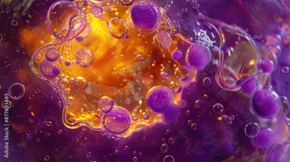 Aufkleber a close-up shot of a purple substance with bubbles, suitable for use in scientific or educational co