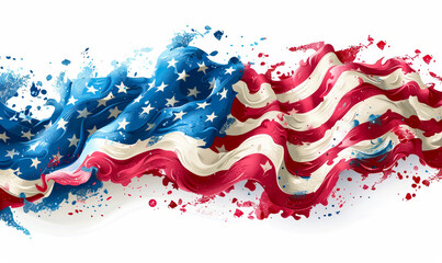 Patriotic Veterans Day Banner with American Flag Artwork on White Background for Holiday Celebration and Tribute to Veterans