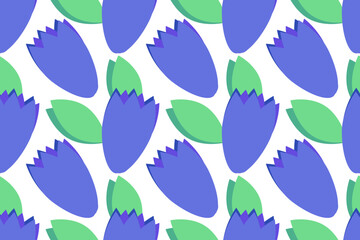 Blue bell flowers. Beautiful nature garden. Seamless vector pattern for design and decoration.