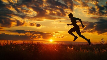The Athlete running at sunset.