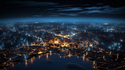 Obraz premium A breathtaking view of Earth from space as the sun rises over the horizon, casting a warm glow on the planet's surface.