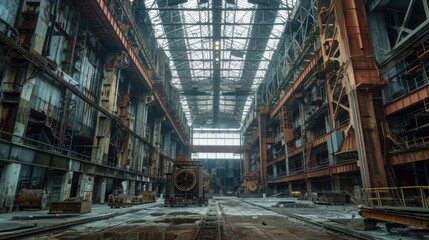 Obraz premium A large industrial building featuring many windows and possibly used in architecture, design, or construction projects