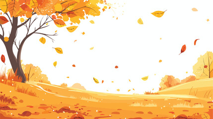 An autumn scene with beautiful yellow leaves on a sun