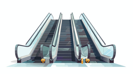 An escalator in white background without commuter fla