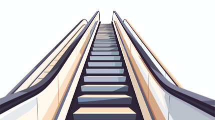 An escalator in white background without commuter fla
