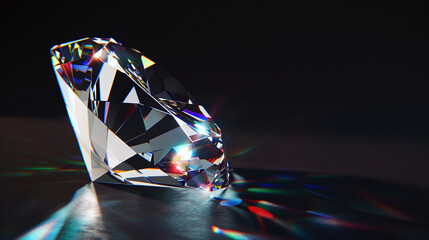 macro photography of a shiny diamond on black background