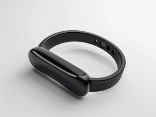 a fitness tracker, wearable tech, detailed rendering, black, isolated on white background