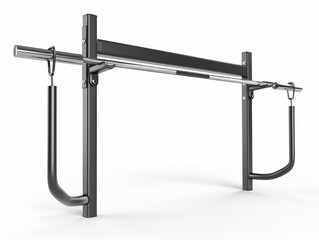 a pullup bar, home gym equipment, realistic design, metallic, isolated on white background