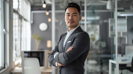 Fototapeta premium The confident businessman in suit