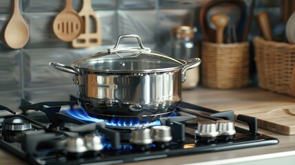 The stainless steel pot