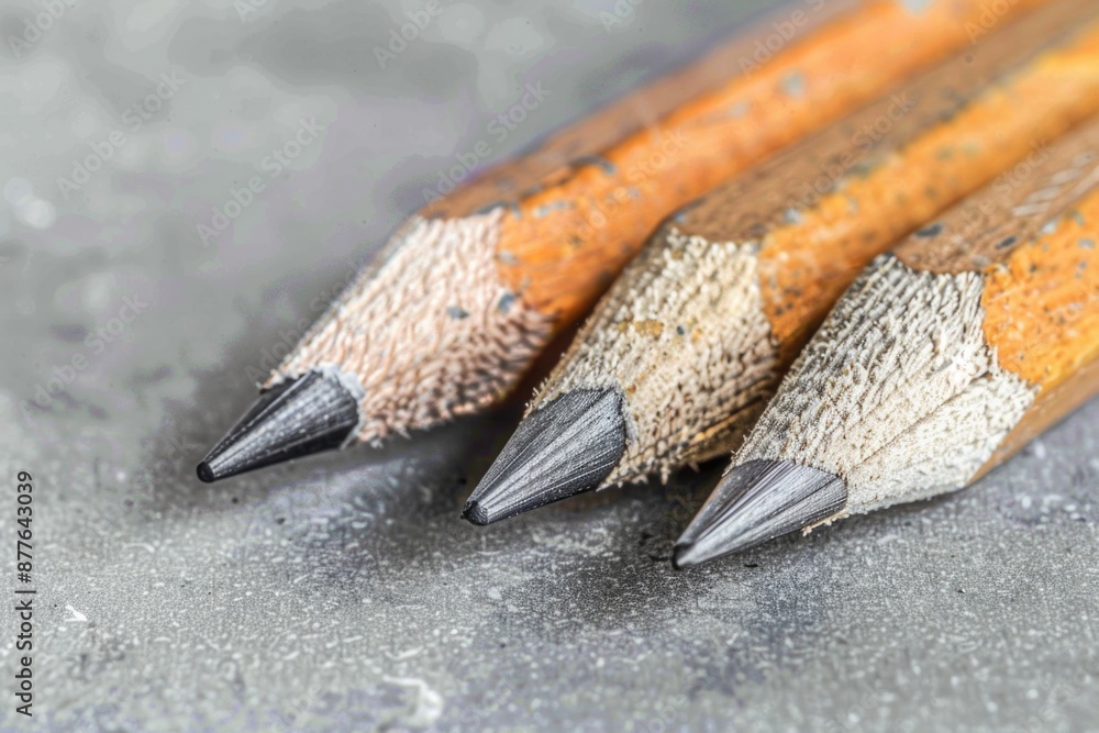 Aufkleber a group of pencils resting on a table surface, great for use in educational or creative contexts