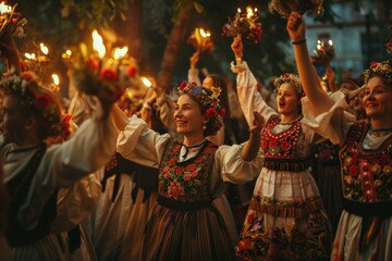 Naklejka premium Worldwide festivities slavic ancient rituals and global celebrations uniting cultures