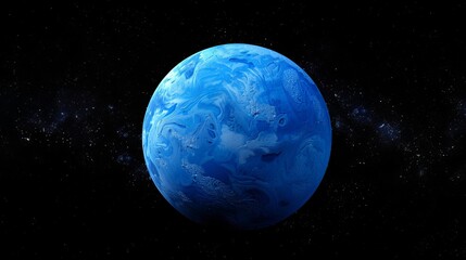 Obraz premium Captivating blue planet exhibiting stunning swirling patterns and vibrant textures set against the dark and infinite expanse of outer space, evoking wonder and curiosity.
